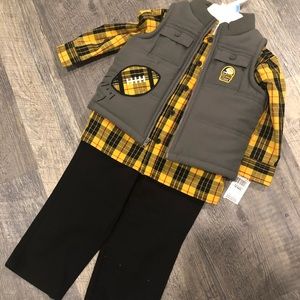 BNWT 3 piece plaid set with vest 18 months boys